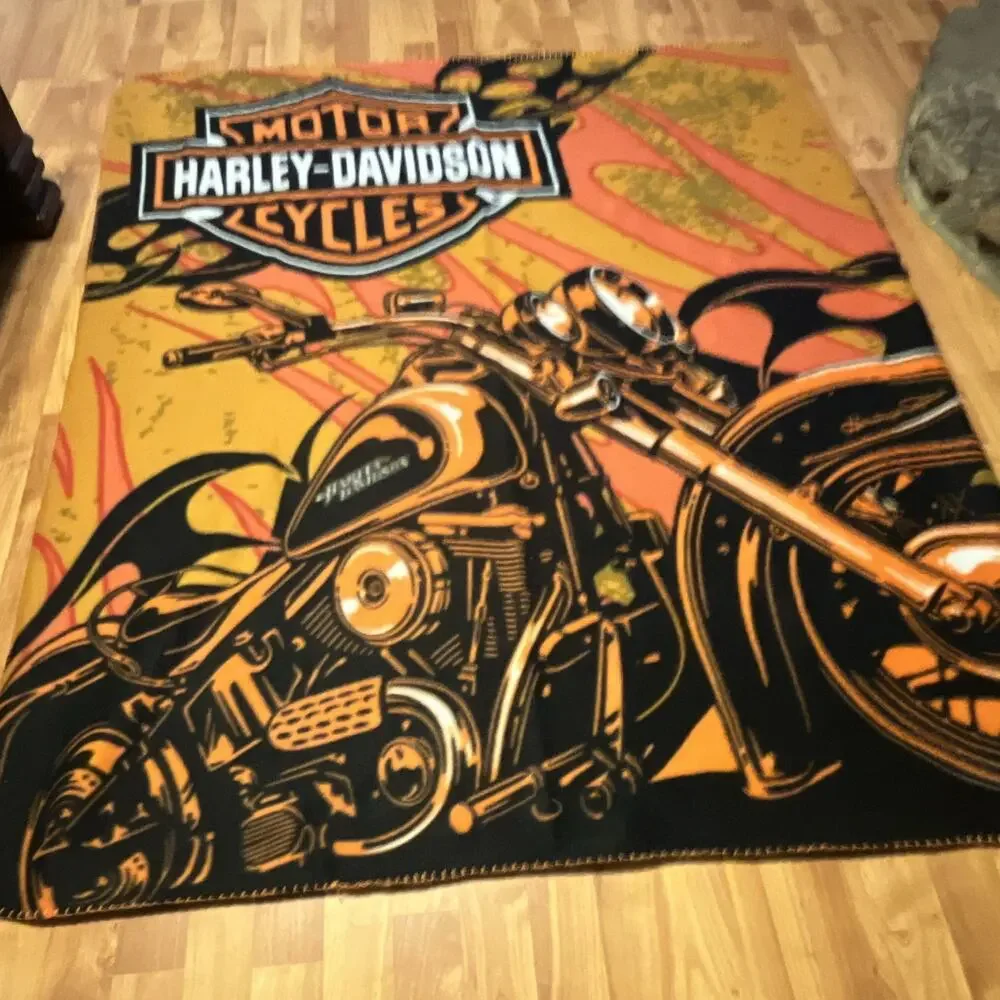 Harley-Davidson Motorcycles Graphic Print Multicolor Throw Blanket, 1pc 47 x 65